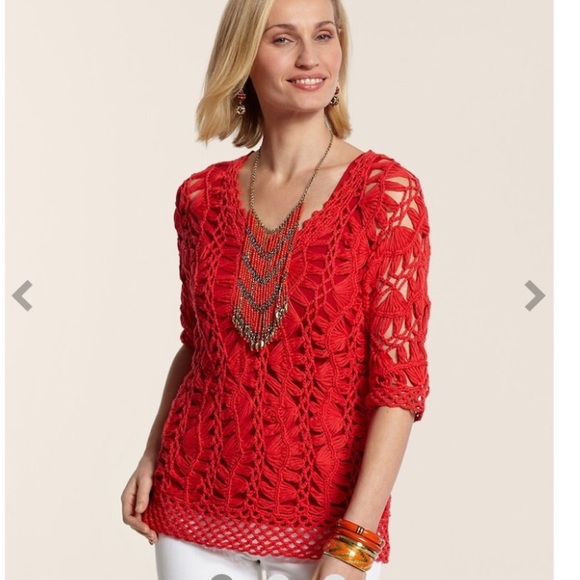 Chico's Sweaters - Chico’s Kenzie Macrame size 1 beach cover up